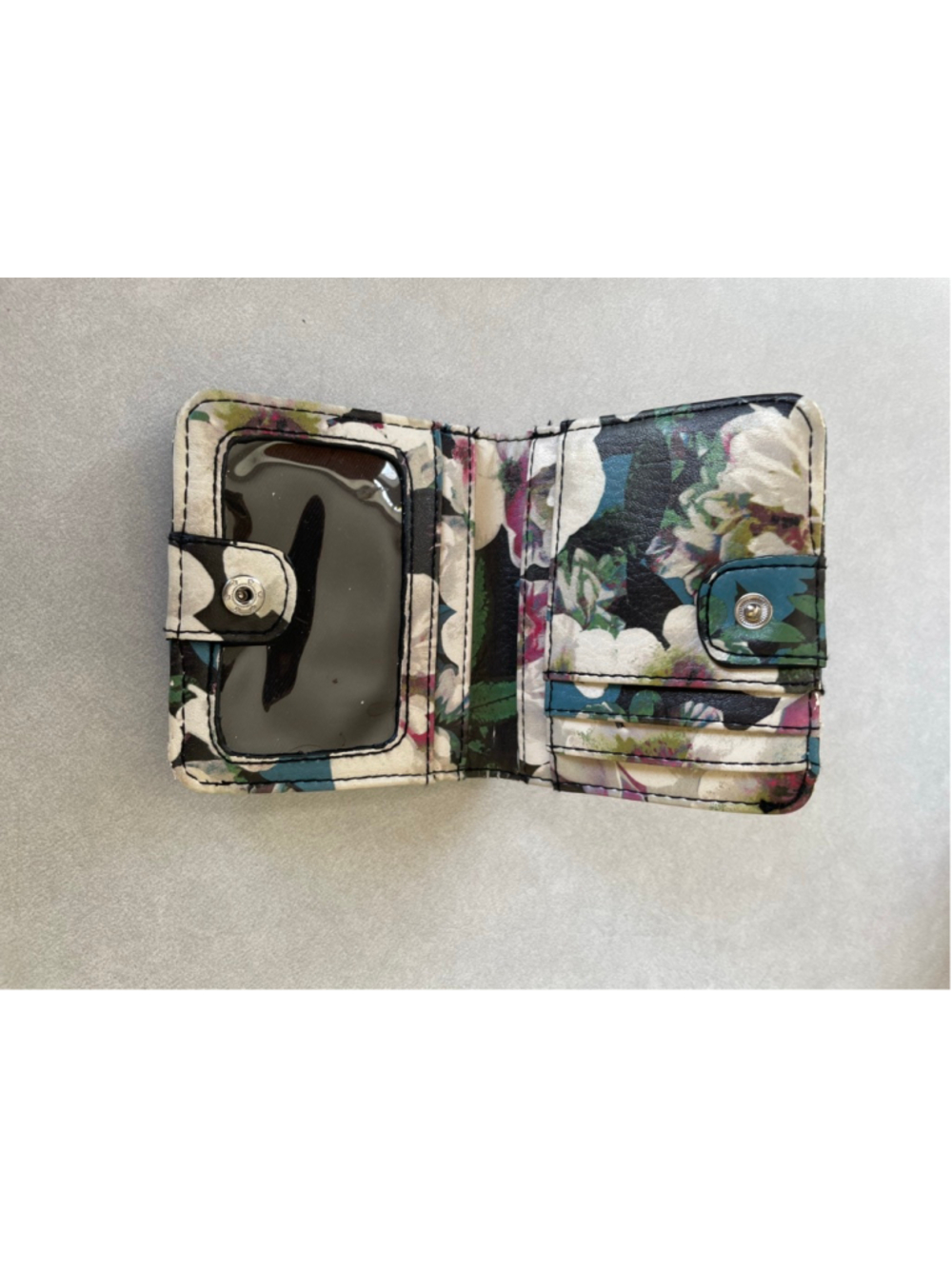 Women's Floral Print Bi-Fold Wallet One Size Blue White - Picture 4 of 5